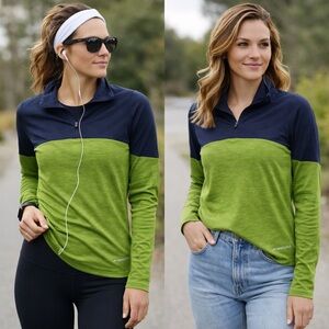 Brooks Navy and Green Women's Top